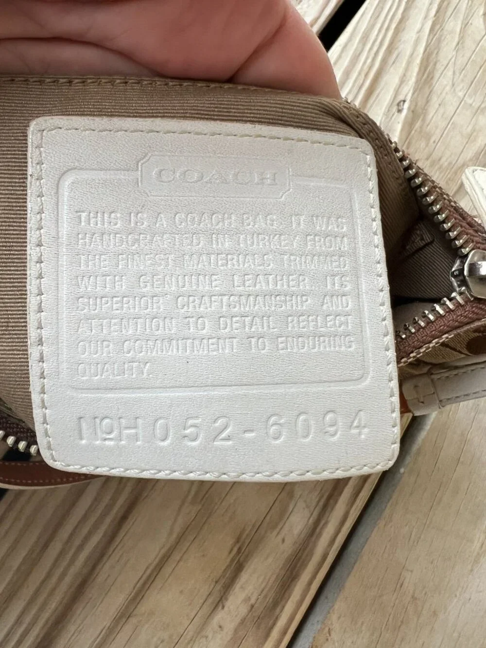 Vintage Coach Signature Jacquard Demi bag brown white leather Y2K shoulder bag - Picture 7 of 16